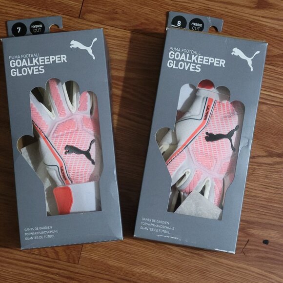 PUMA Football Soccer Ultra Ultimate Hybrid GoalKeeper Gloves White Red Black 7 8 - Picture 5 of 12